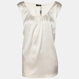 Basler Cream Satin Sleeveless Tops Xl